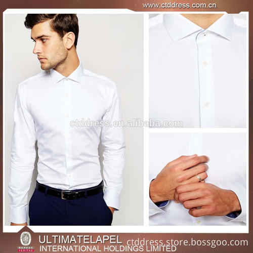 Fashionable 100% cotton slim fit standard placket latest shirt designs for men 2015